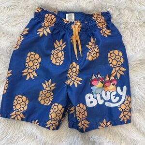 Bluey Pineapple Print Kids Swim Shorts - Blue/Orange